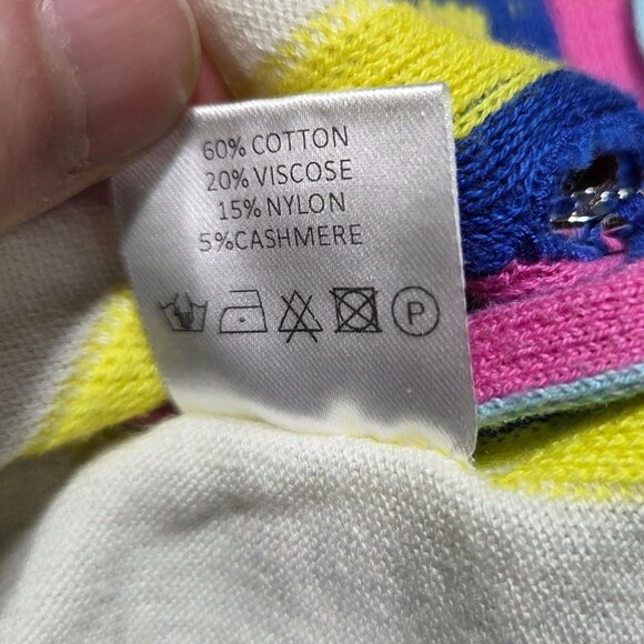 Vilagallo Sweater Womens XS Cream Rainbow Stripe Cashmere Blend Beachy Resort - Picture 6 of 10